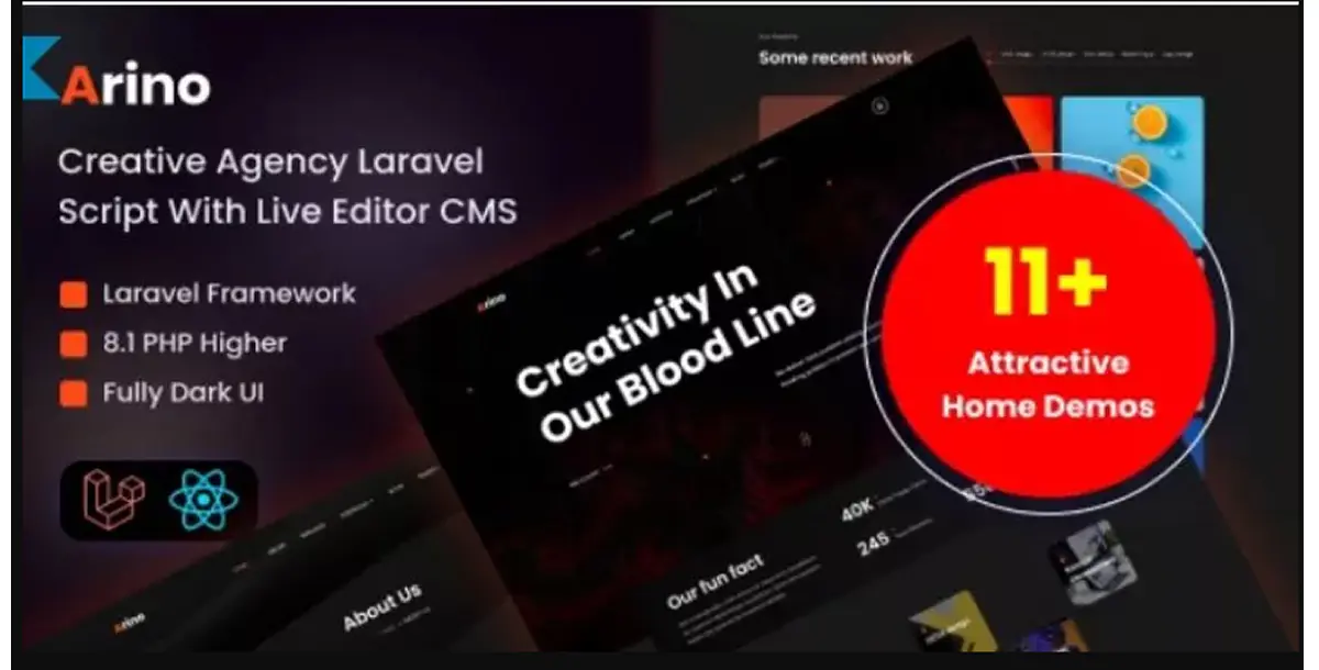 Arino - Creative Agency Laravel Script With Live Editor CMS v3.1 Nulled