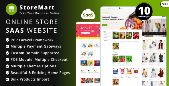 StoreMart SaaS - Website Builder for Online Product Sales